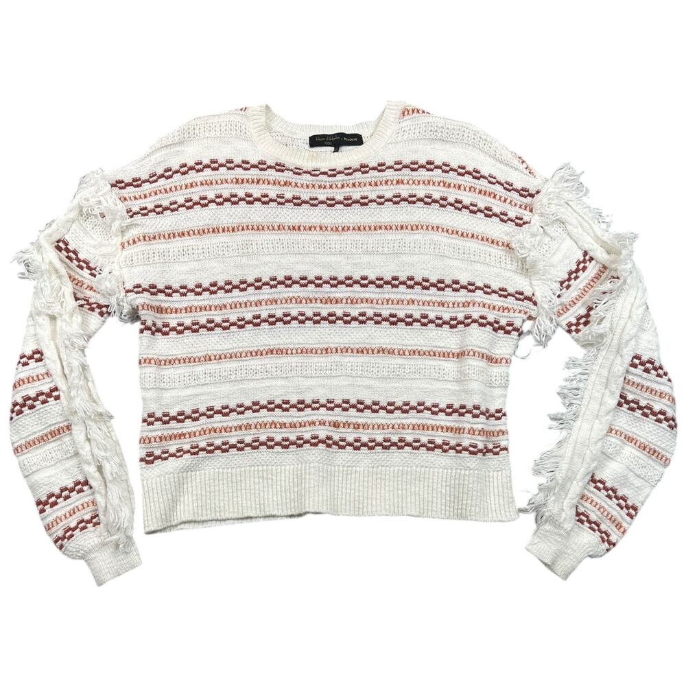 House of Harlow 1960 x Revolve Fringe Knit Sweater Cream Rust Bohemian - S